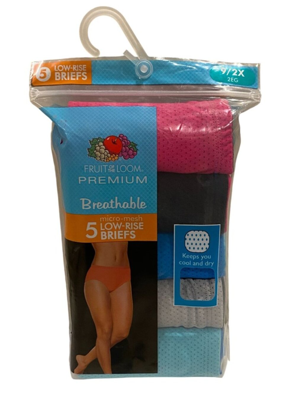 Fruit of the Loom Breathable Ladies 9/2X Low-Rise Briefs Set of 5